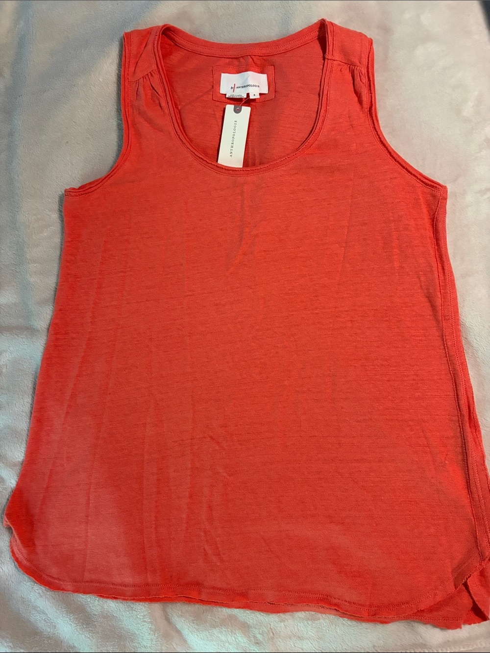 Anthropologie Coral Scoop Neck Tank Top